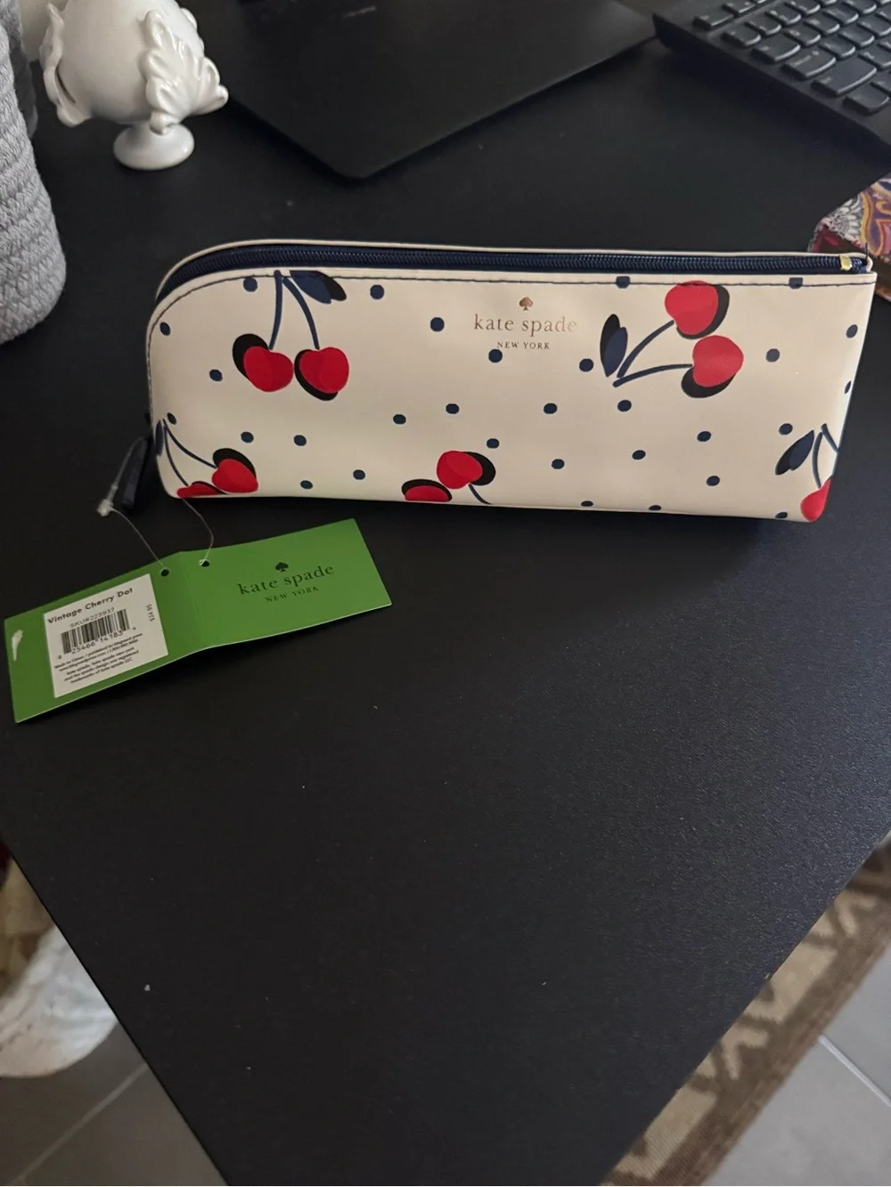 kate spade White Cherry Print Pencil Case